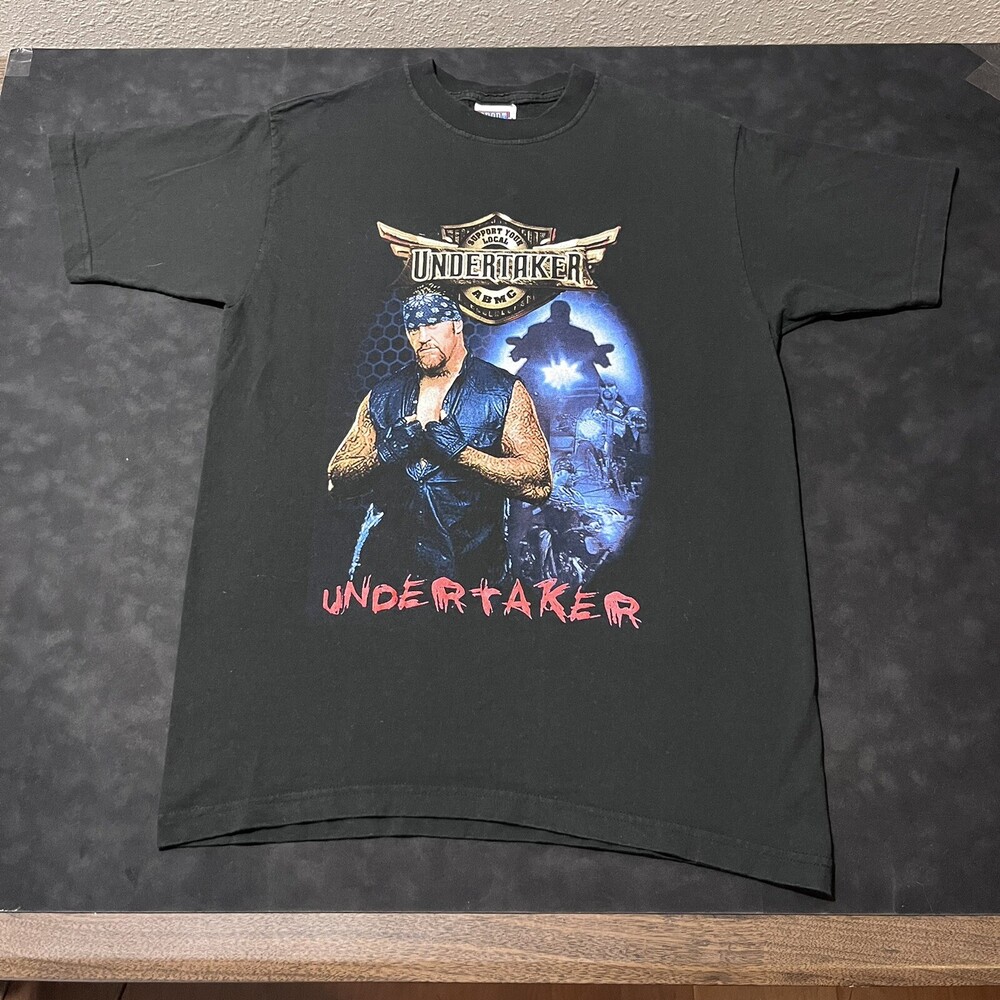 Vintage WWF Rap Tee Undertaker Shirt Unforgiven Last Ride Double Sided 1990s USA